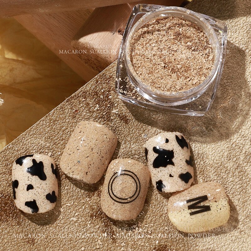 6pcs/Set Nail Sawdust Powder for Manicure Pressed on Nails Macaron Color Nail Charms Wood Sequins powder Nail Art Decoration